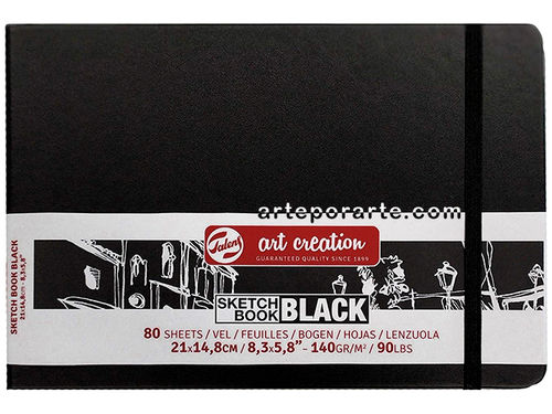 Bloc tapa dura papel negro Art Creation 14,8 x 21cm - 140gr/m2 de 80 hojas